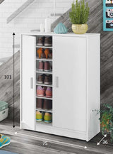 Arlo Large 30 Pairs Shoe Cabinet in White