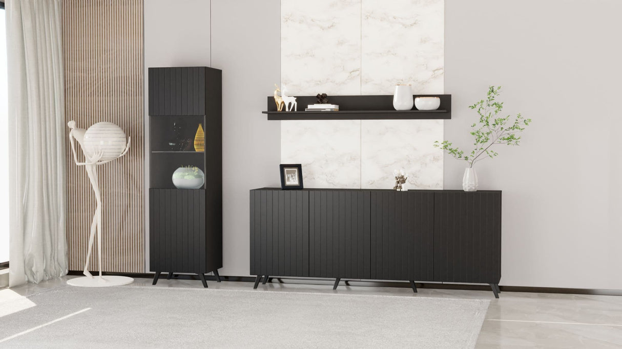 Nora Slatted Sideboard in Elegant Black