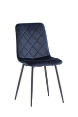 Vella Deep Blue Velvet Dining Chairs with Black Legs Set Of 2