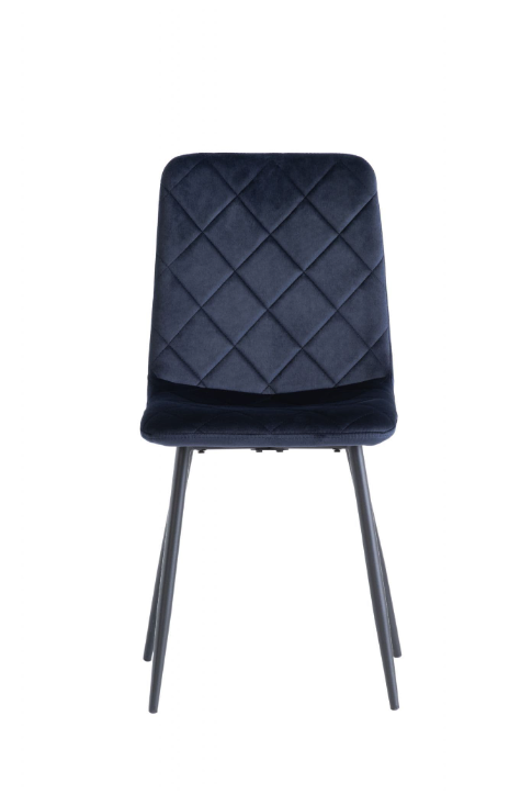 Vella Deep Blue Velvet Dining Chairs with Black Legs Set Of 2