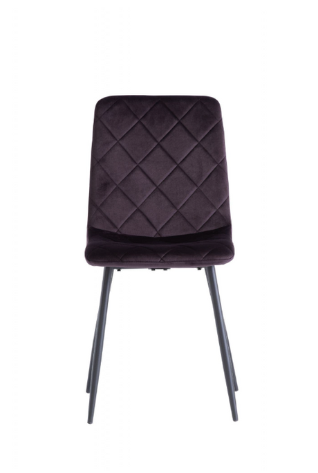 Vella Aubergine Velvet Dining Chairs with Black Legs Set Of 2