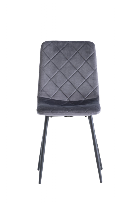 Vella Grey Velvet Dining Chairs with Black Legs Set Of 2