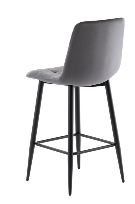 Vella Set Of 2 Velvet Counter Stool Grey