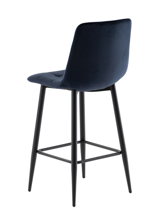 Vella Set Of 2 Velvet Counter Stool Deep Blue