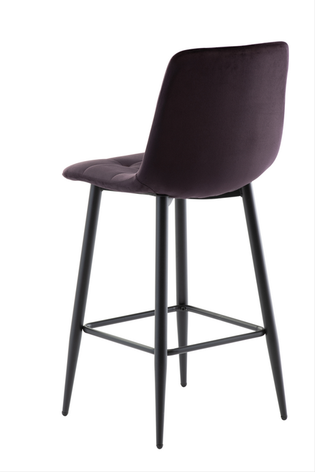 Vella Set Of 2 Velvet Counter Stool Aubergine