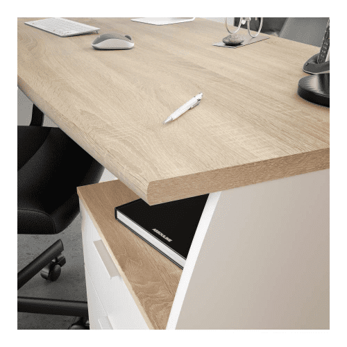 Pronte White and Canadian Oak Effect Contemporary Office Desk - 0F4625A