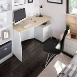 Pronte White and Canadian Oak Effect Contemporary Office Desk - 0F4625A