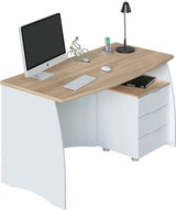 Pronte White and Canadian Oak Effect Contemporary Office Desk - 0F4625A