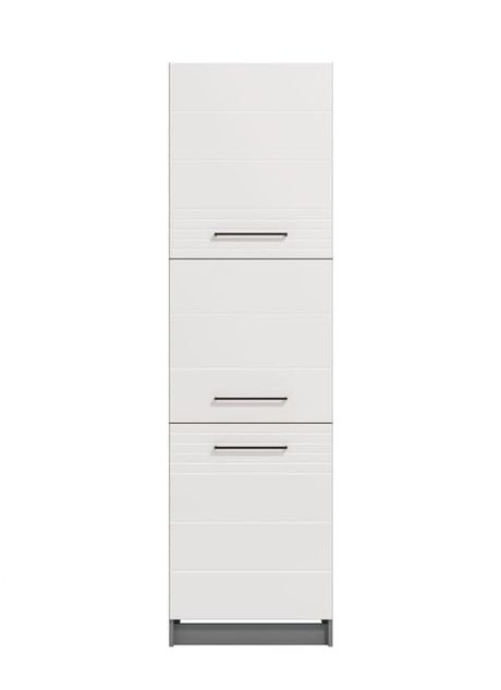 Porto White High Gloss And Grey 60cm Tall Kitchen Larder Unit Pantry Cupboard - 11012312