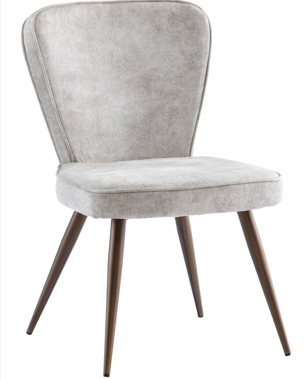 Flavio Set Of 2 Pearl Velvet Dining Chairs - Brass Leg