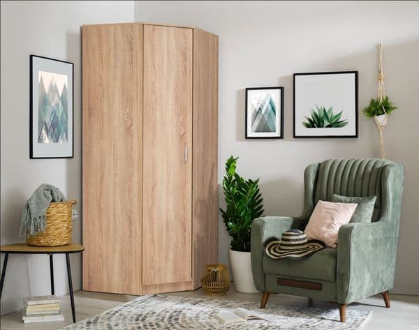 Leo Tall Corner Wardrobe in Sonoma Oak effect- 11008710