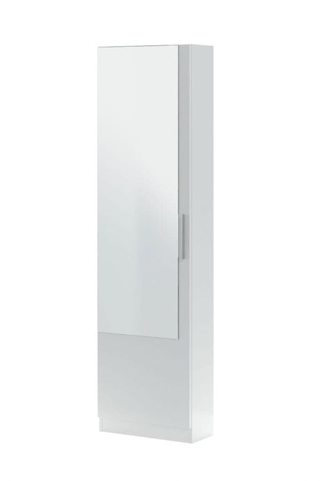 Swift Artic White Tall Shoe Cabinet 1 Mirrored Door 14-16 Pairs - 007864A