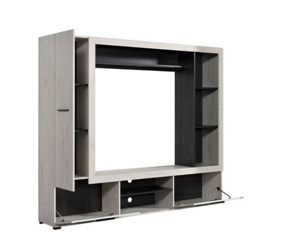 Ferrara Entertaiment Unit Wall TV Cabinet in White Oak and Black -11008353