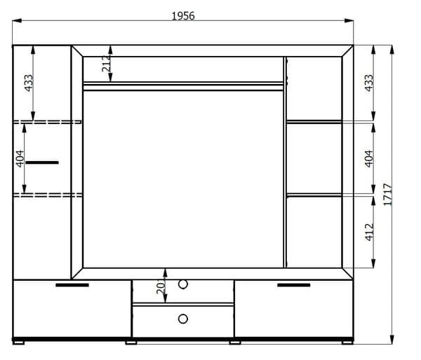 Ferrara Entertaiment Unit Wall TV Cabinet in White Oak and Black -11008353