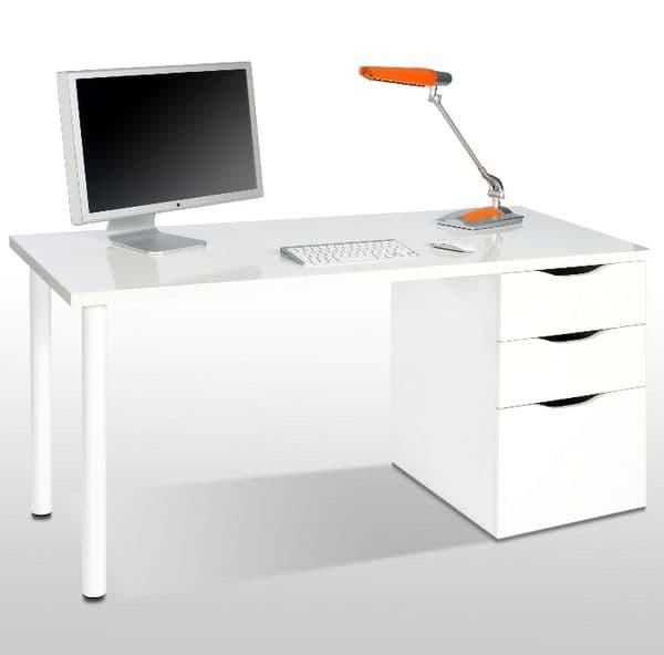 Bronya Arctic White Computer Desk with Drawers-004604A