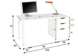 Bronya Arctic White Computer Desk with Drawers-004604A