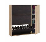 Marko Classy Oak Effect And Oxido Dark Brown Shoe Cabinet with 4 Doors - 0X7818F