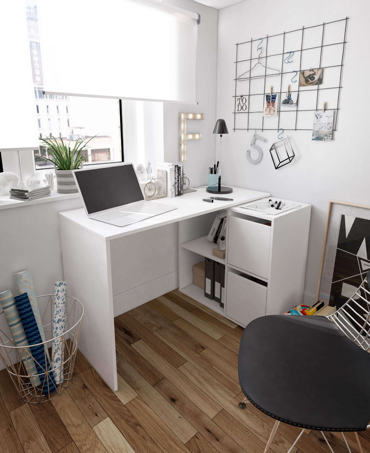 Morpha White Flexi Corner Desk with Storage