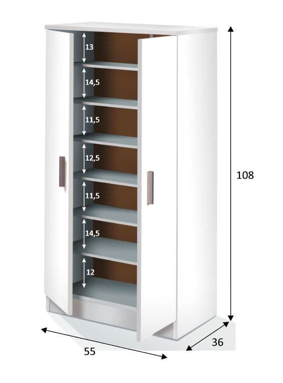 Zia Large 21 Pair Shoe Cabinet in White