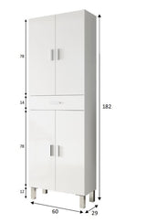 Clara Tall Bathroom Cabinet in Glossed White