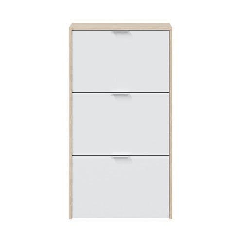 Nova White And Oak Effect Shoe Cabinet 18 pairs- LC0877R