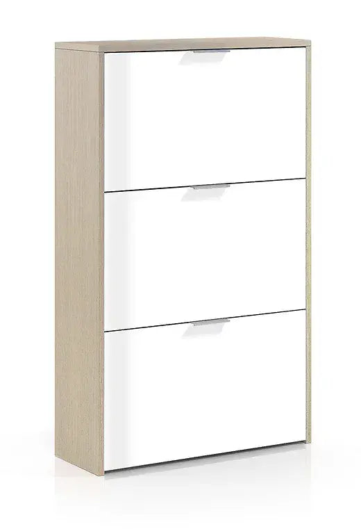 Nova White And Oak Effect Shoe Cabinet 18 pairs- LC0877R