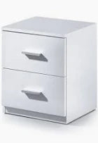 Lira White Bedside Table with 2 drawers- 007820BO