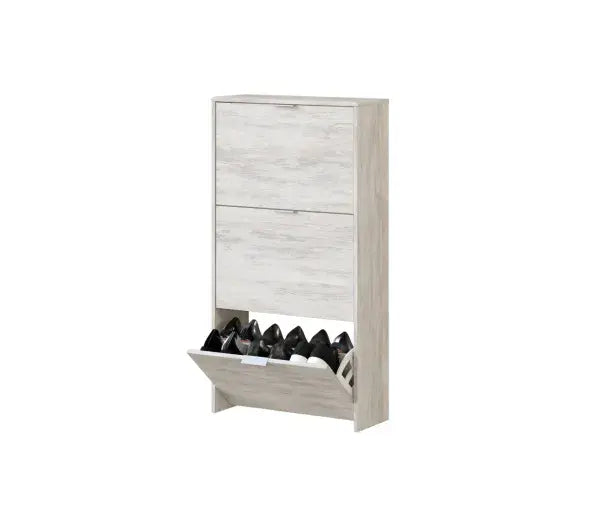 Lavio White Oak Effect Large 3 Door Shoe Cabinet - LC7877K