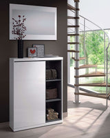 Tundi White and Grey Shoe Storage Cupboard with Mirror- 0G6749BO